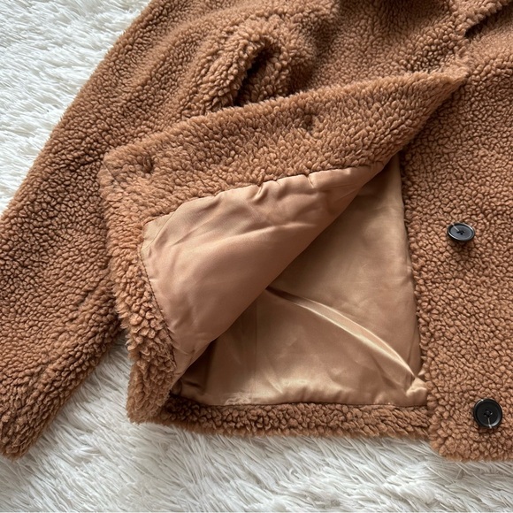 Abercrombie And Fitch Brown Sherpa Button Up Coat Size L - Picture 7 of 10